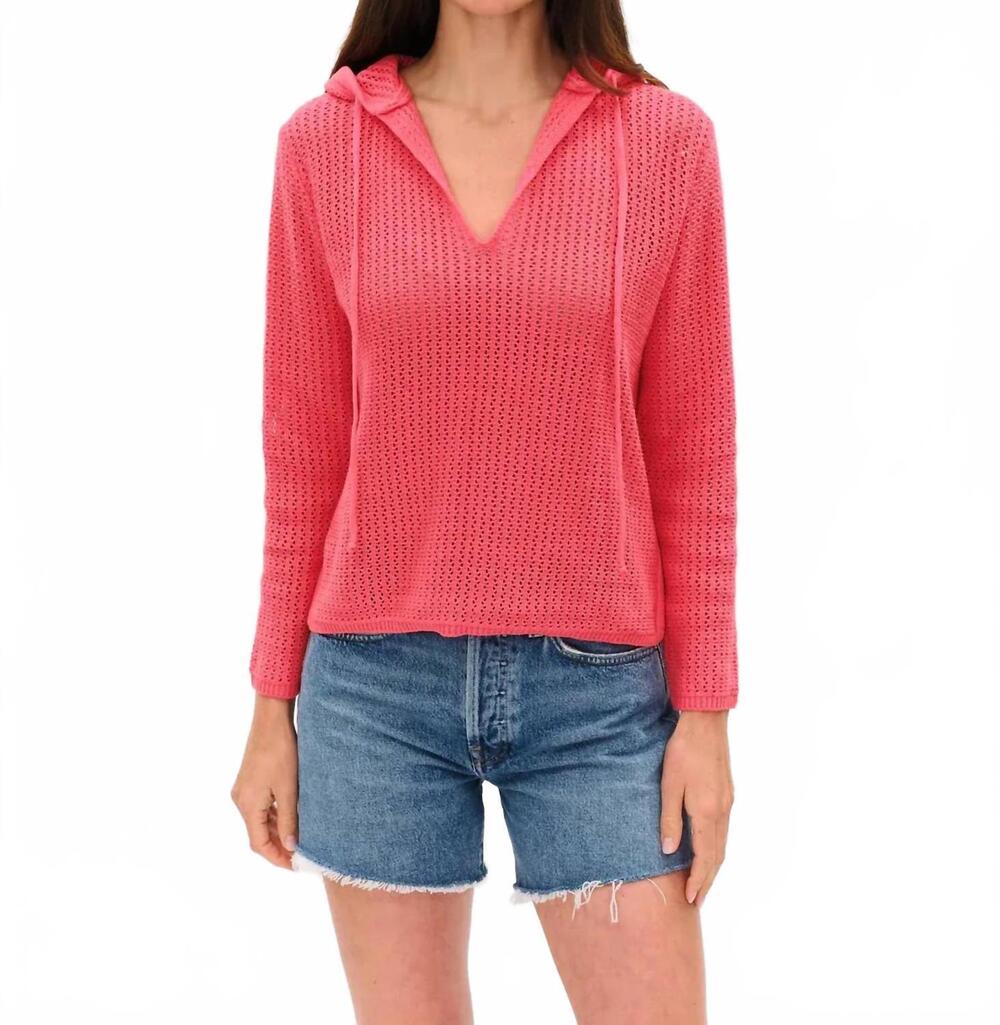 NEW SIX/FIFTY drift crochet hoodie in pink splash